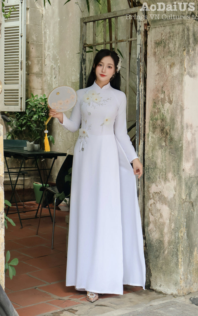3D Flowers Traditional Vietnamese Ao Dai | Áo Dài Truyền Thống