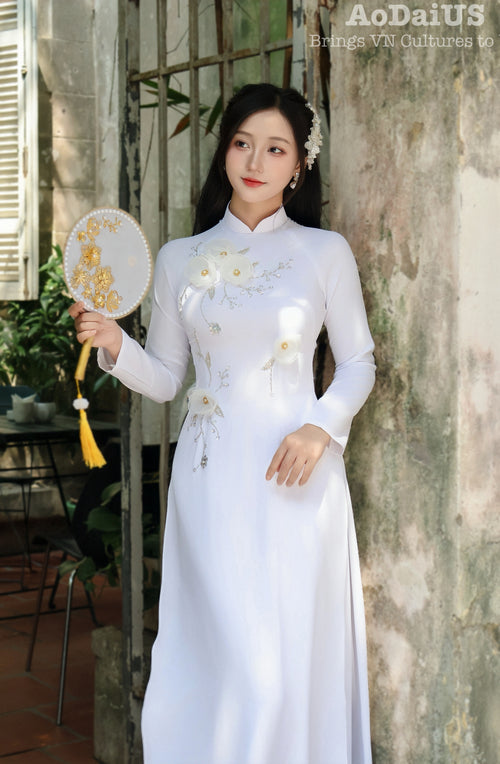 3D Flowers Traditional Vietnamese Ao Dai | Áo Dài Truyền Thống