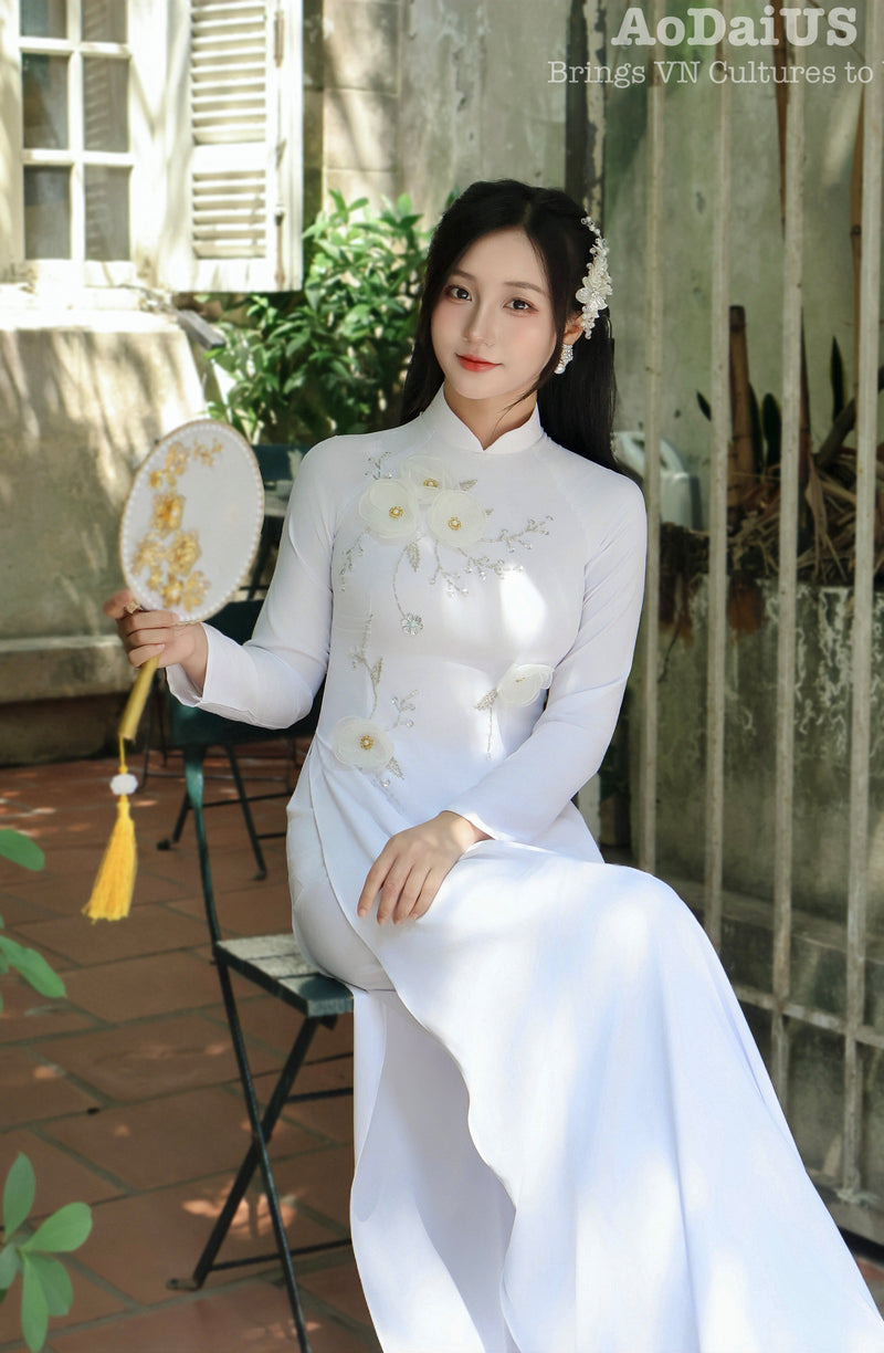 3D Flowers Traditional Vietnamese Ao Dai | Áo Dài Truyền Thống