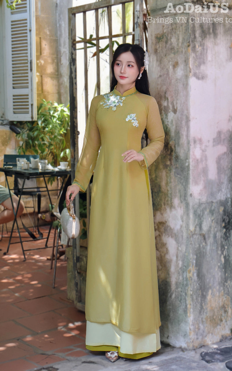 Green Modern Vietnamese Ao Dai | Áo Dài Thiên Thanh