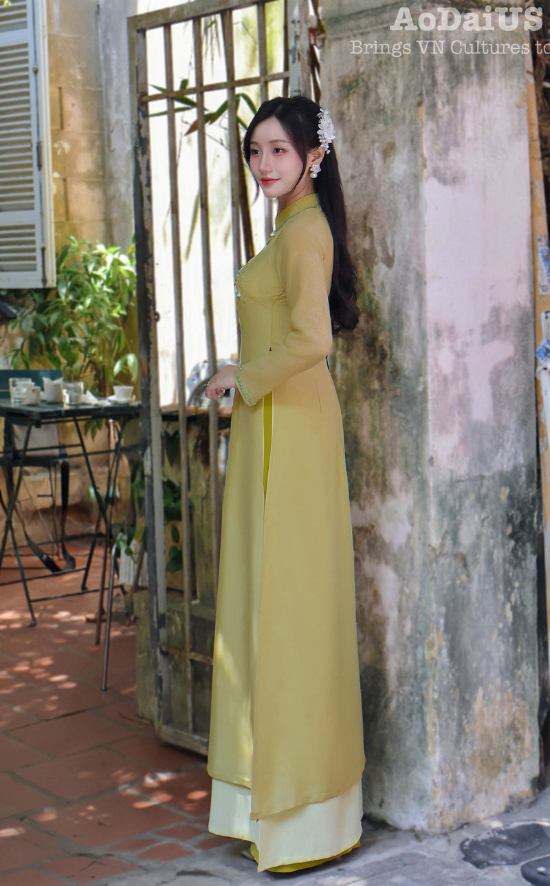 Green Modern Vietnamese Ao Dai | Áo Dài Thiên Thanh