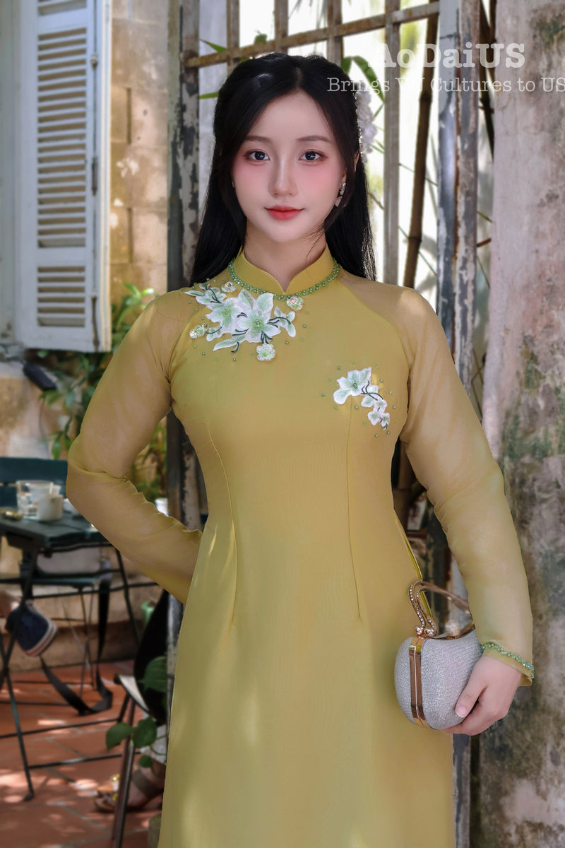 Green Modern Vietnamese Ao Dai | Áo Dài Thiên Thanh