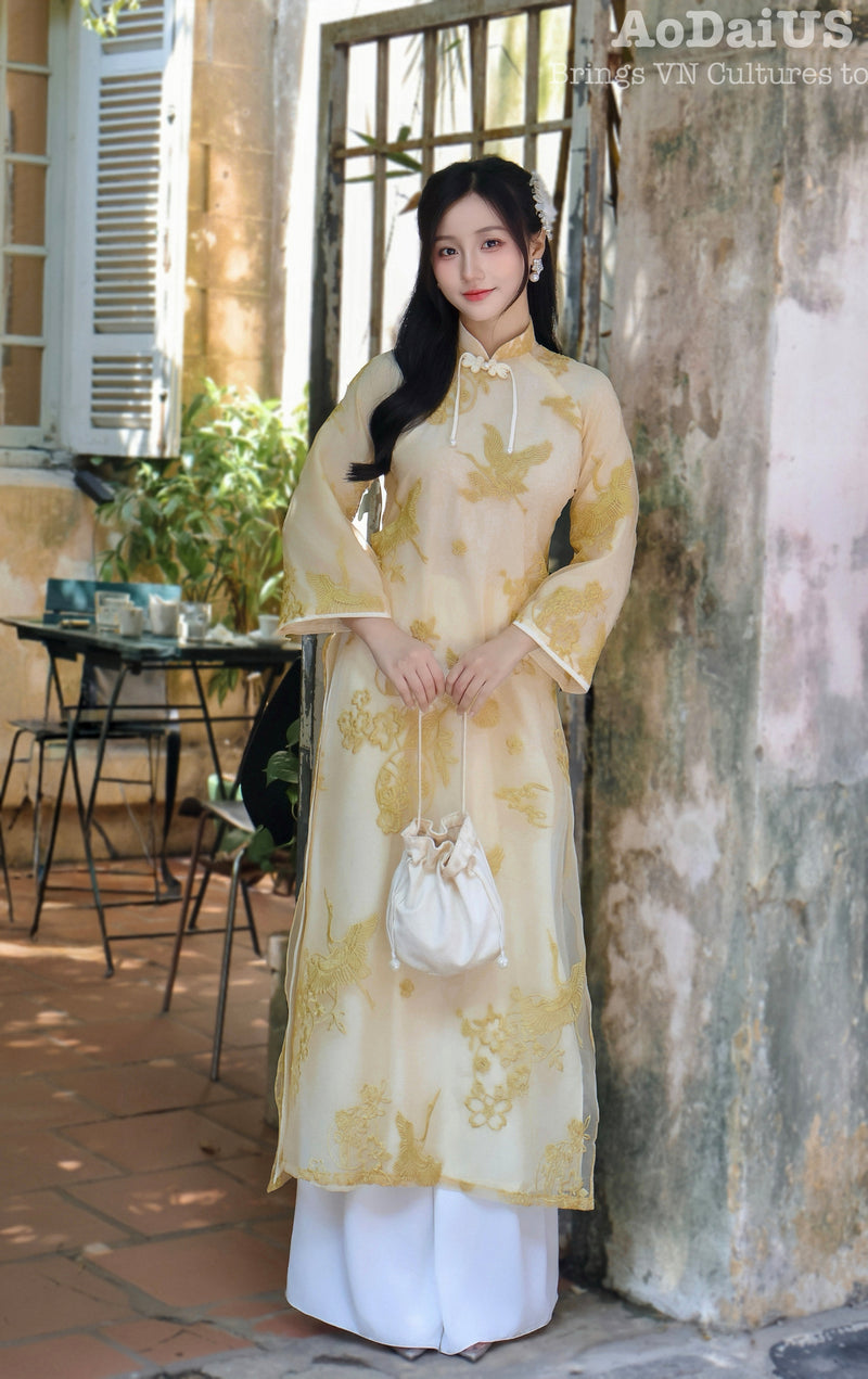 Golden Phoenix Modern Vietnamese Ao Dai | Áo Dài Cách Tân