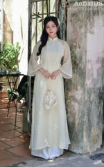 Light Yellow Modern Vietnamese Ao Dai | Áo Dài Hương Xuân Cách Tân
