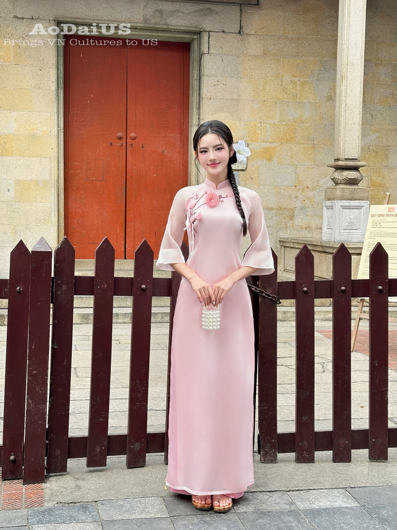 3D Floral Modern Vietnamese Ao Dai Set | Áo Dài Cách Tân Đính hoa 3D C31