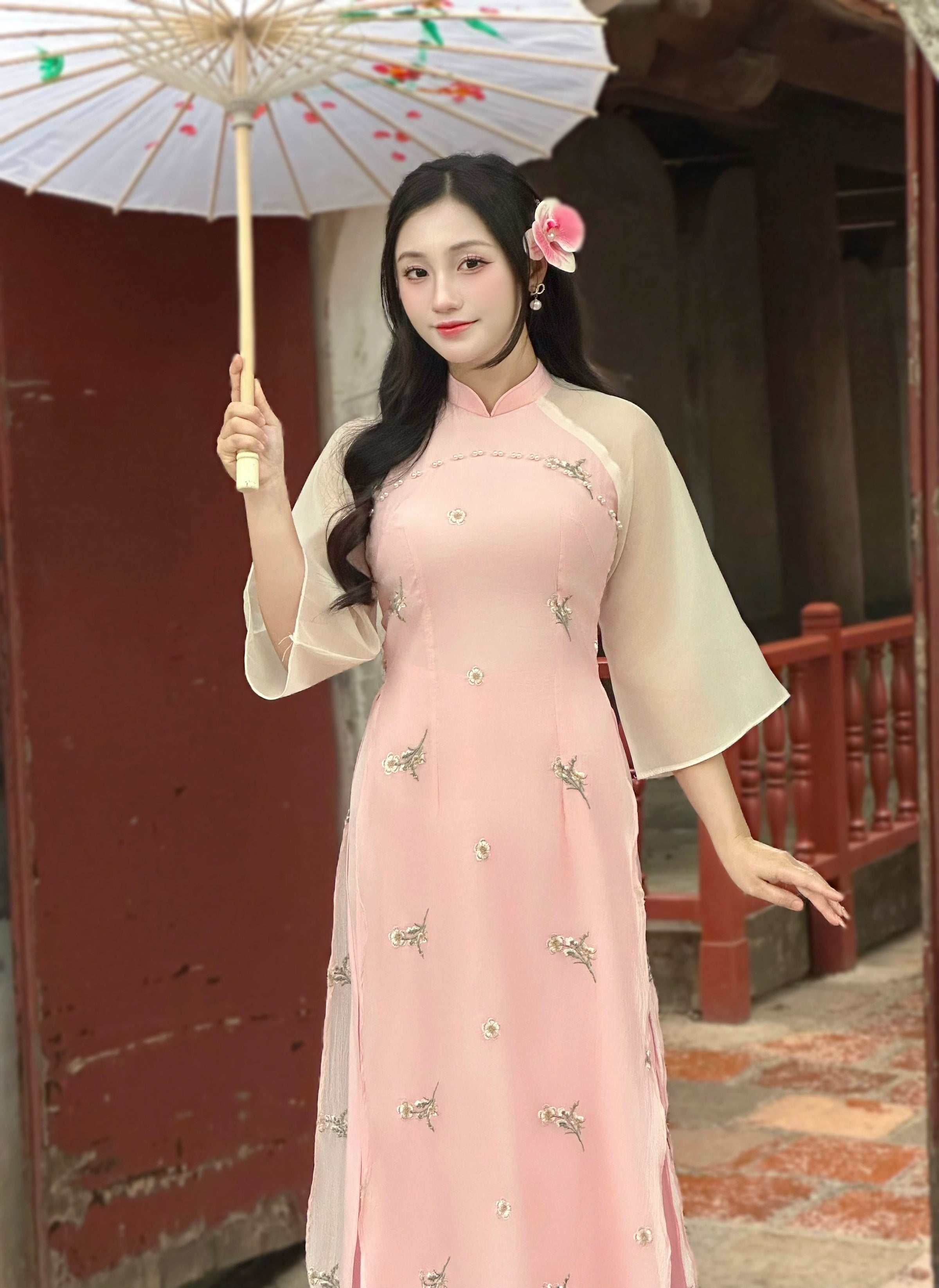 Pink Modern Ao Dai For Women | Vietnamese Modernized Dress D15 Ao Dai US Pink Modern Ao Dai For Women | Vietnamese Modernized Dress D15 Ao Dai US