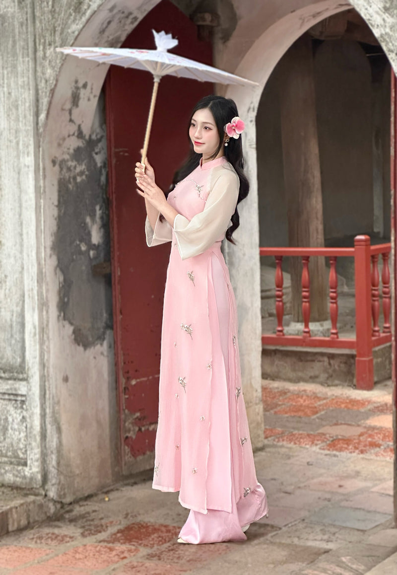 Pink Modern Ao Dai For Women | Vietnamese Modernized Dress D15 Ao Dai US Pink Modern Ao Dai For Women | Vietnamese Modernized Dress D15 Ao Dai US