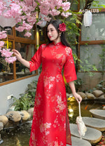 Red Butterfly Gardern Shifted Ao Dai No Pants | Áo Dài Hồ Điệp C15