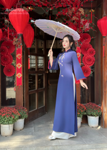Navy Blue Ao Dai Dress With Loose Style For Women | Áo Dài Truyền Thống B25