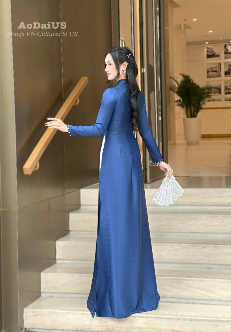 vietnamese dresses Front Slit Silk Tunic Dress, Modern Silk Ao Dai, Custom Size AS59 and comfortable to wear for your tea ceremony and all day. Red Phoenix Bridal o Di