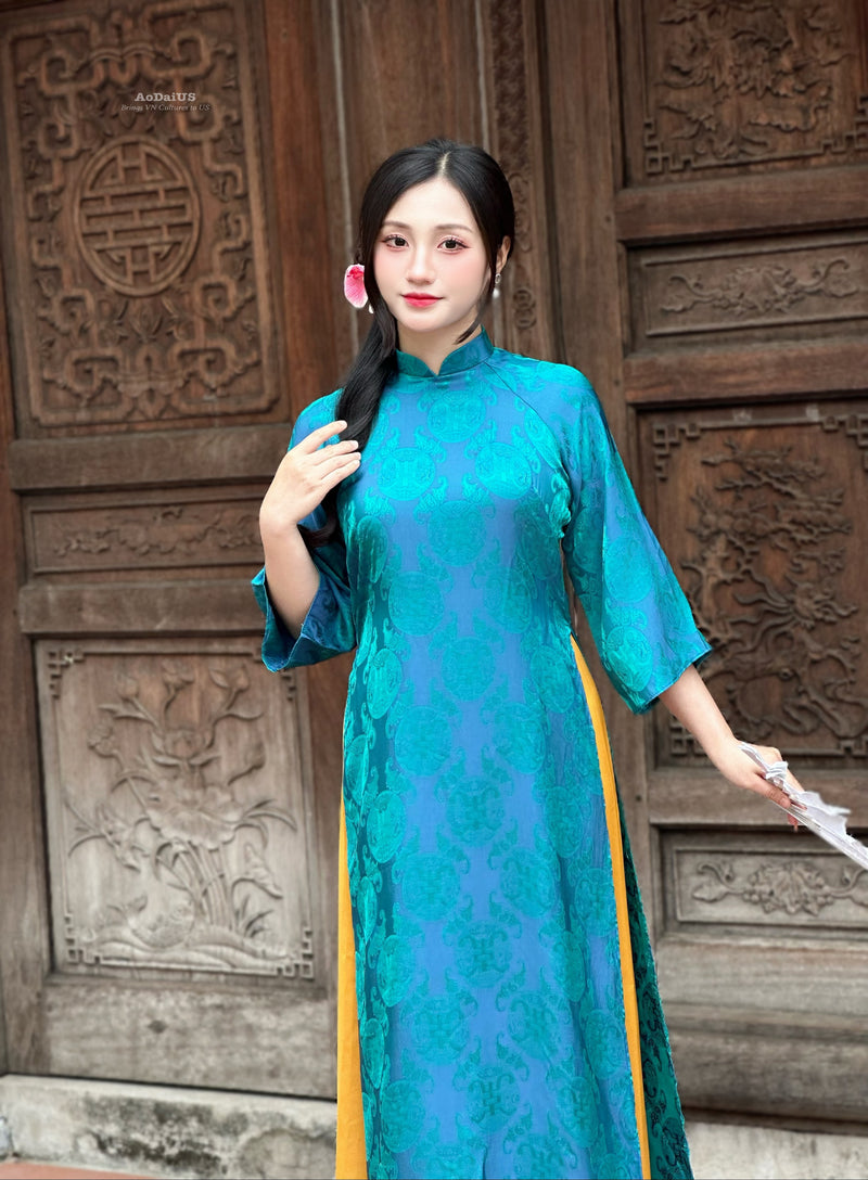 Blue Silk Ao Dai | Traditional Vietnamese Ao Dai | No Pants H28