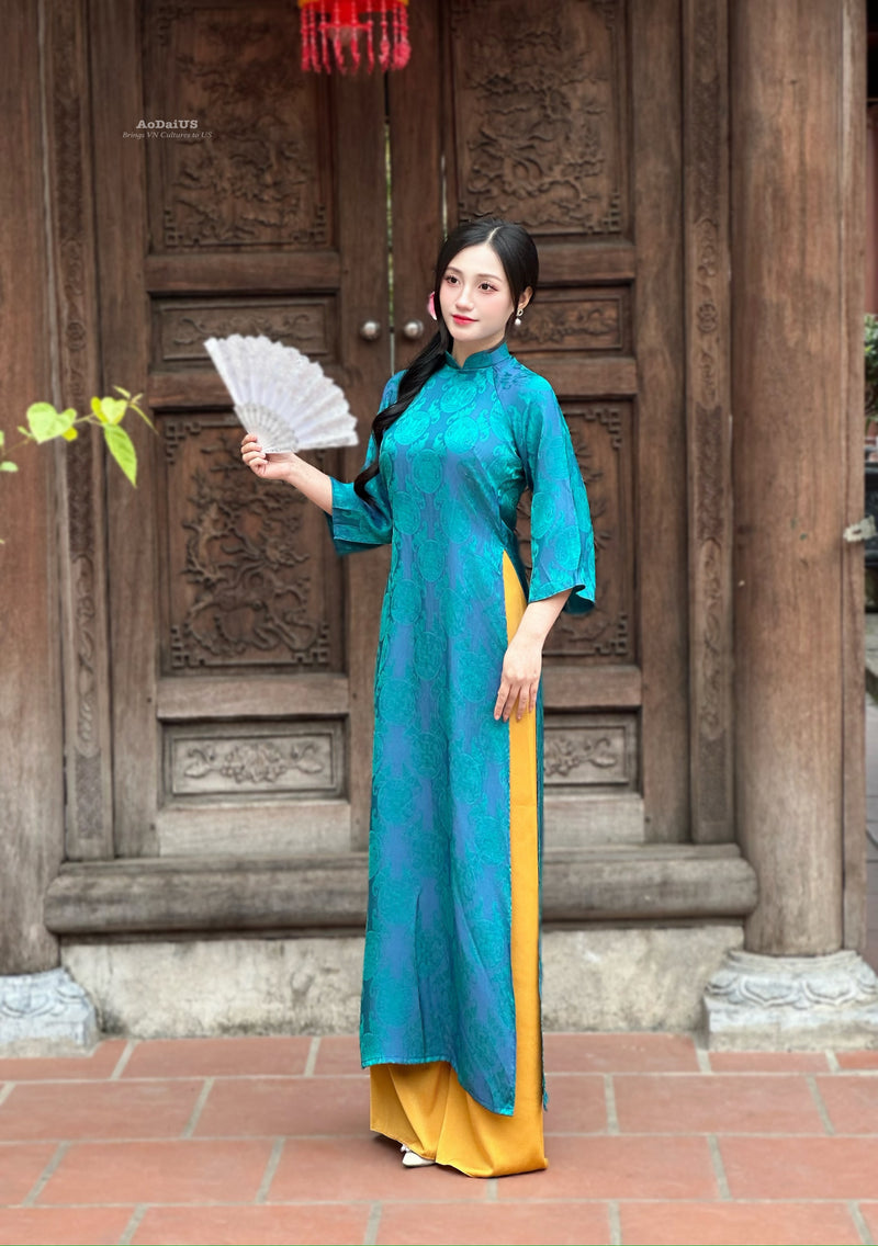 Blue Silk Ao Dai | Traditional Vietnamese Ao Dai | No Pants H28