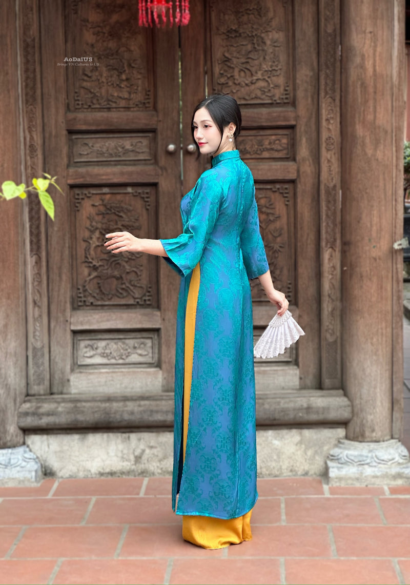 Blue Silk Ao Dai | Traditional Vietnamese Ao Dai | No Pants H28
