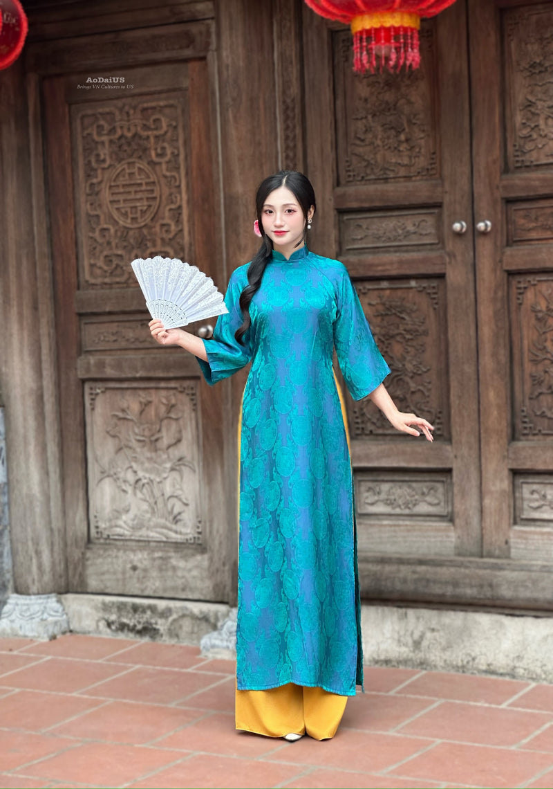 Blue Silk Ao Dai | Traditional Vietnamese Ao Dai | No Pants H28
