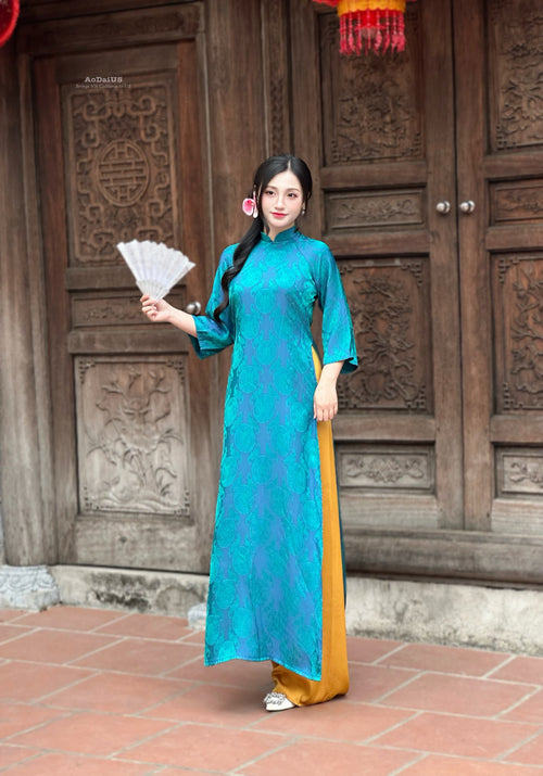 Blue Silk Ao Dai | Traditional Vietnamese Ao Dai | No Pants H28