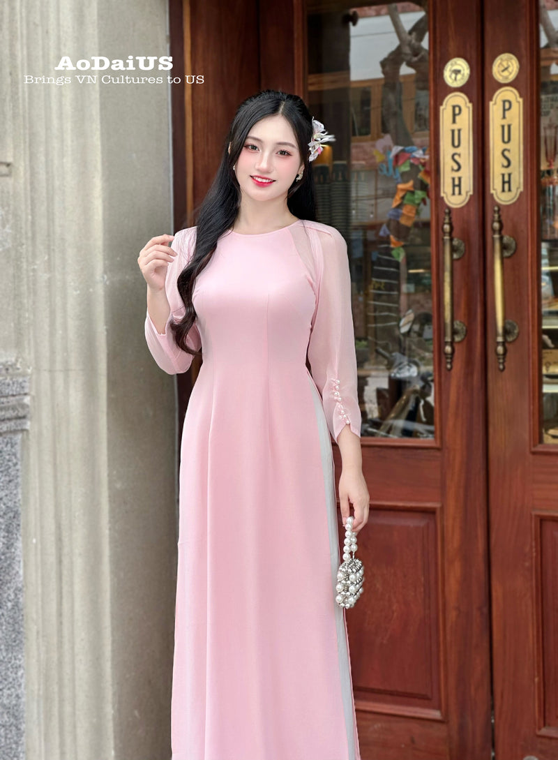 Pink Modern Vietnamese Ao Dai No Pants | Áo Dài Cách Tân