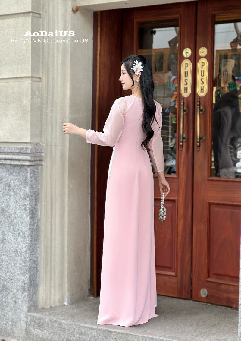 Pink Modern Vietnamese Ao Dai No Pants | Áo Dài Cách Tân