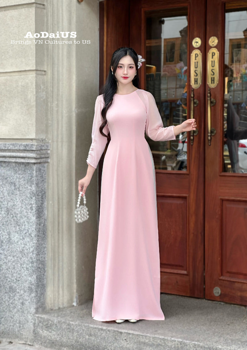 Pink Modern Vietnamese Ao Dai No Pants | Áo Dài Cách Tân