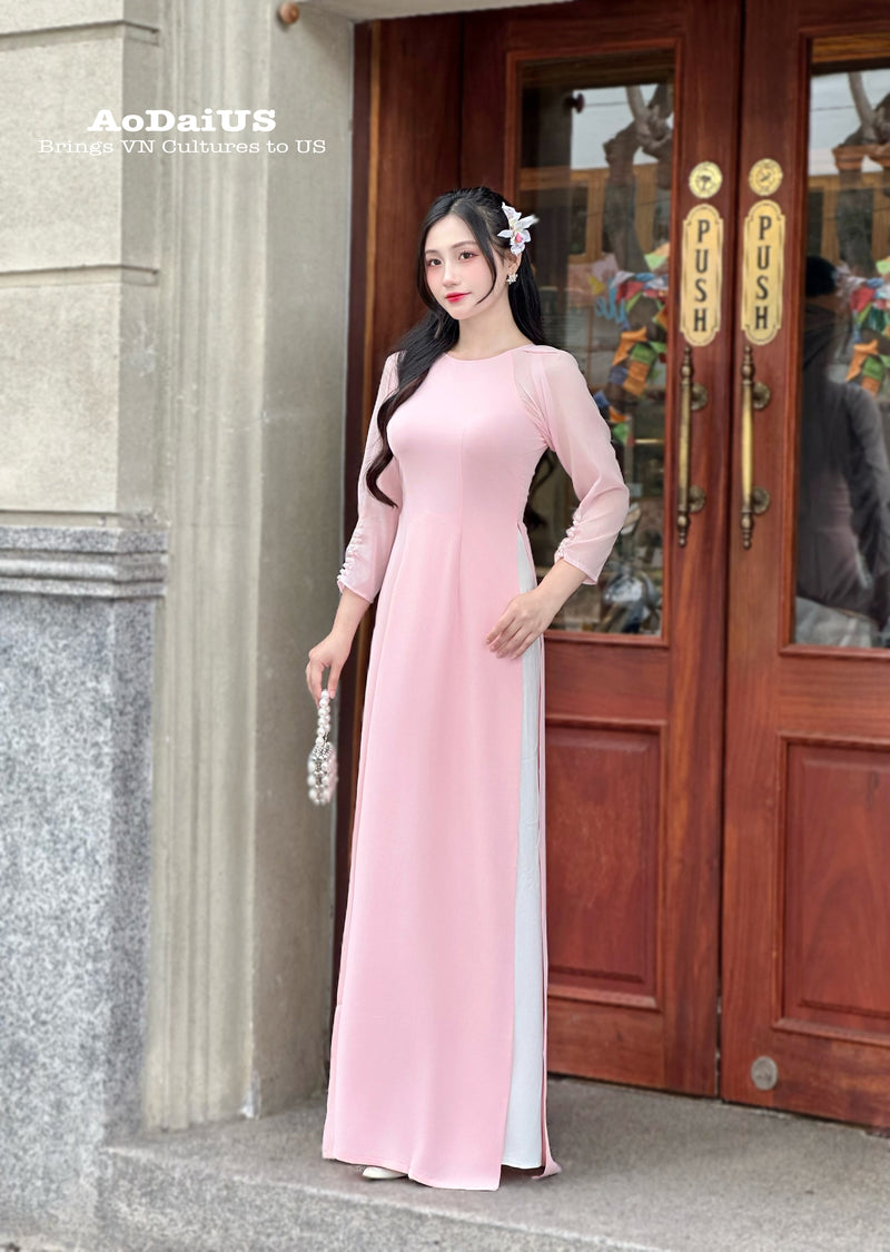 Pink Modern Vietnamese Ao Dai No Pants | Áo Dài Cách Tân