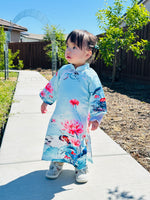 Blue Lotus Serenity Girl Ao Dai | Áo Dài Bé gái D5