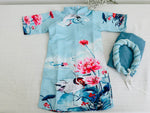 Blue Lotus Serenity Girl Ao Dai | Áo Dài Bé gái D5