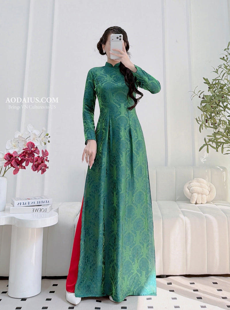 Emerald Green Traditional Vietnamese Áo Dài Top