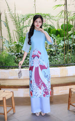 Nang Tho Blue Modern Vietnamese Ao Dai No Pants B37