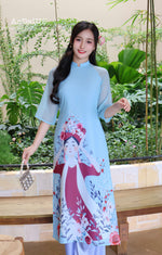 Nang Tho Blue Modern Vietnamese Ao Dai Set B37