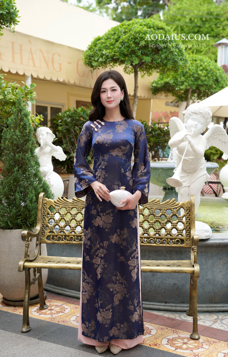traditional vietnamese dress Navy Ao Dai Top The ultimate little black Size:Medium* Fashion SUMMER 2025 Vietnamese Ao Dai with
