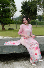 Pink Serenade Modern Vietnamese Ao Dai No Pants A39