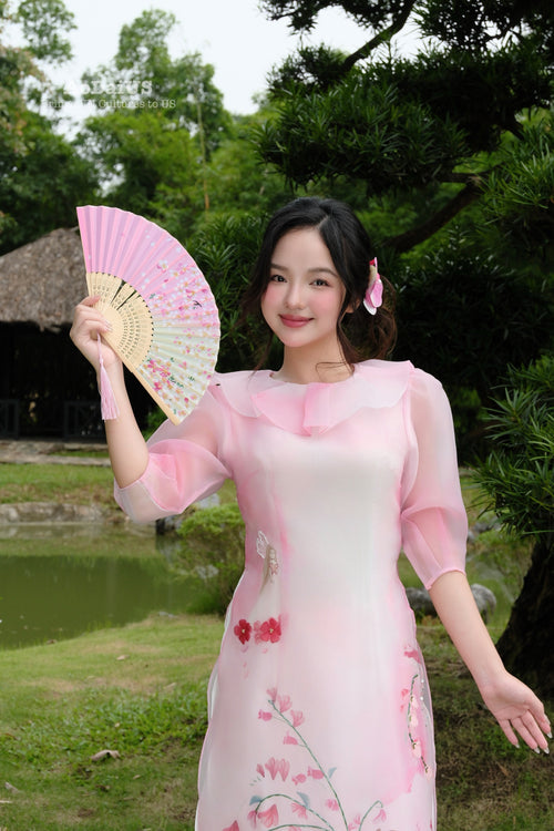 Pink Serenade Modern Vietnamese Ao Dai No Pants A39