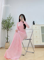 Pink Lotus Traditional Ao Dai Crystal Beading No Pants B4