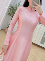 Pink Pearl Grace Traditional Vietnamese Ao Dai No Pants | Áo Dài Truyền Thống Hồng C14