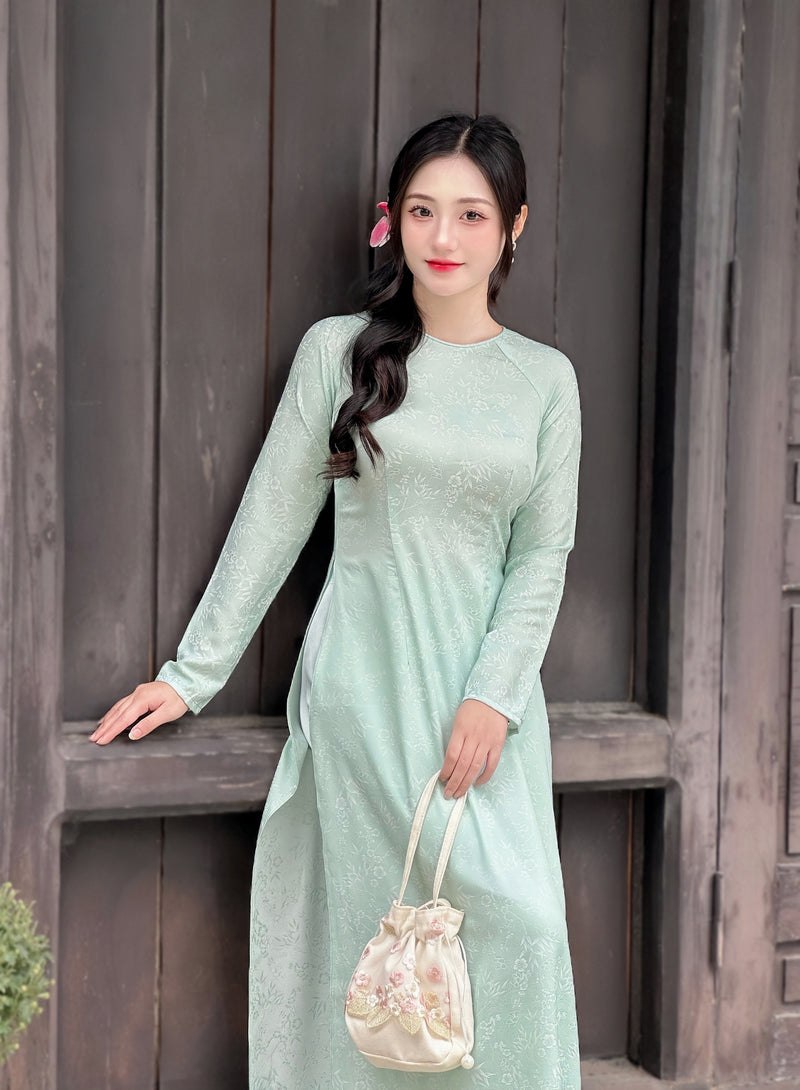 Mint Ao Dai Gam NO PANTS | Ao Dai Vietnam | Vietnamese Traditional Ao Dai For Women | Áo Dài Truyền Thống H13