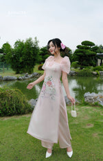 Blush Symphony Modern Vietnamese Ao Dai No Pants B38