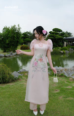 Blush Symphony Modern Vietnamese Ao Dai No Pants B38