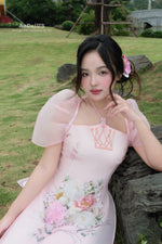 Blush Symphony Modern Vietnamese Ao Dai No Pants B38