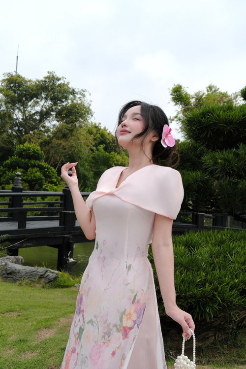 Blush Elegance Modern Vietnamese Ao Dai No Pants B17