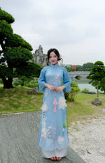 3D Lotus Modern Vietnamese Ao Dai No Pants |  Áo Dài Cách Tân F23