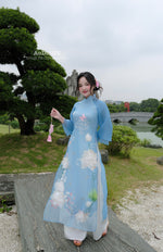 3D Lotus Modern Vietnamese Ao Dai No Pants |  Áo Dài Cách Tân F23
