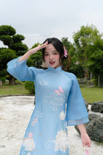 3D Lotus Modern Vietnamese Ao Dai No Pants |  Áo Dài Cách Tân F23