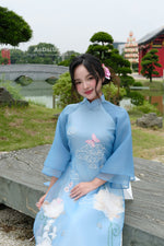 3D Lotus Modern Vietnamese Ao Dai No Pants |  Áo Dài Cách Tân F23