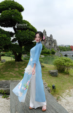 3D Lotus Modern Vietnamese Ao Dai No Pants |  Áo Dài Cách Tân F23
