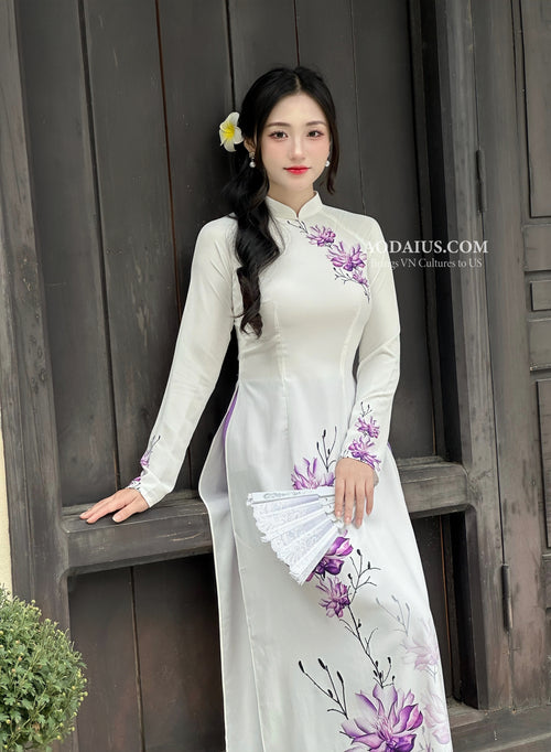 Floral Vietnamese Traditional Ao Dai Set I5