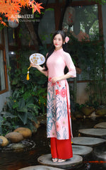 Lily Pink Modern Vietnamese Ao Dai Set | Women Vietnamese Dress B13