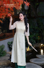 Serene Charm Cream Modern Vietnamese Ao Dai Set B31