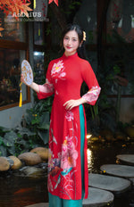 Crimson Lotus Modern Vietnamese Ao Dai Set E39