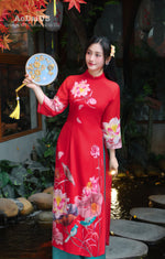 Crimson Lotus Modern Vietnamese Ao Dai Set E39