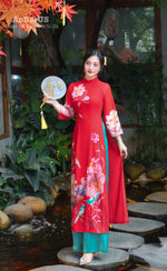 Crimson Lotus Modern Vietnamese Ao Dai Set E39