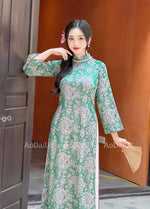 Green Floral Ao Dai Gam NO PANTS | Ao Dai Vietnam | Vietnamese Traditional Ao Dai For Women | Áo Dài Truyền Thống C2